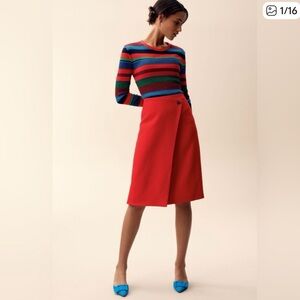 Hugo Boss Vubali Wool Blend Red Women's Skirt Size 6